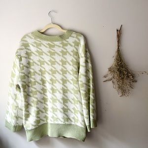 princess polly pastel green houndstooth sweater